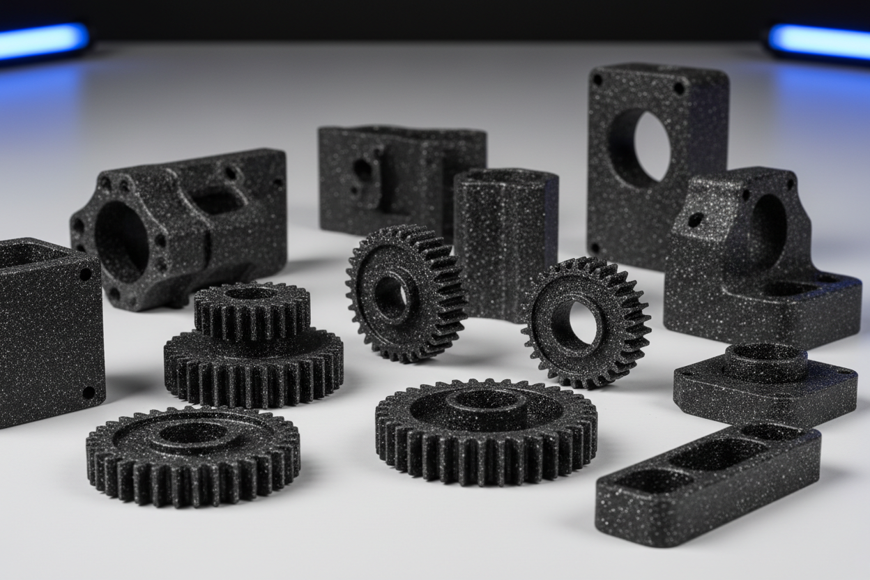Industrielle Fertigung mit PPS-CF Material in matter Oberfläche